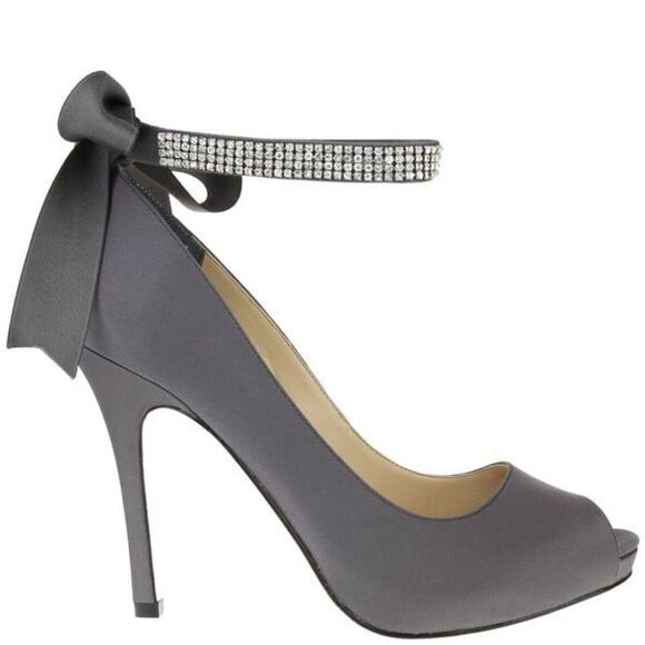 Nina KAREN WOMENS STEEL HH OPENTOE PUMP W/ANKLE STRAP size 7.5 - Picture 2 of 9